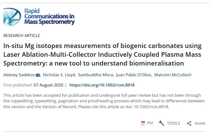 New way to study #biomineralisation in our #just_published paper on Mg #isotopes measurements in biogenic carbonates @UWAresearch @CoralCoE  onlinelibrary.wiley.com/doi/abs/10.100…