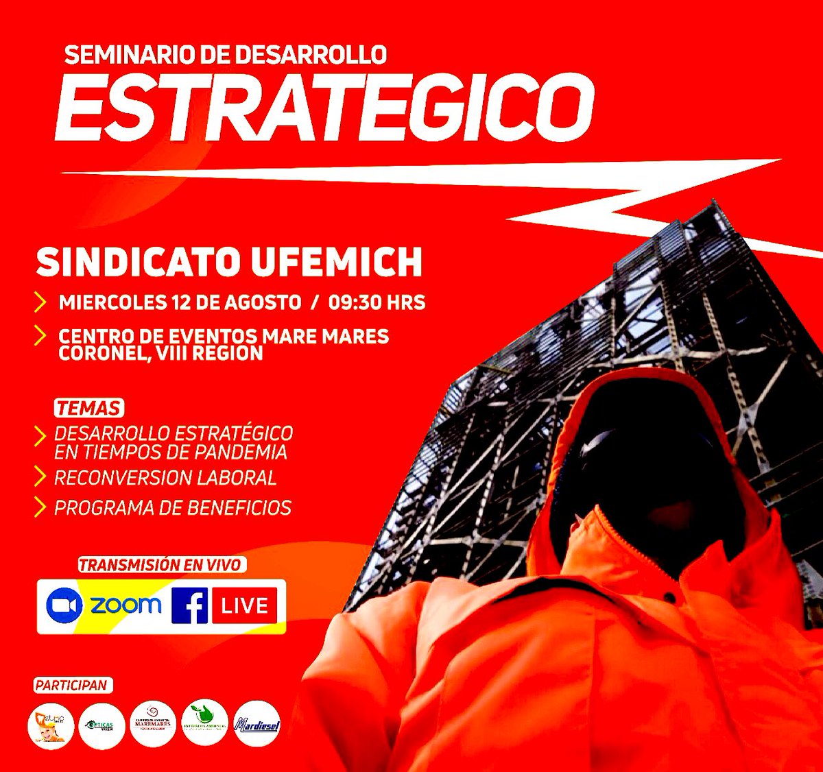 1. Seminario|desarrollo estratégico 
UFEMICH🇨🇱| Atención familia faenera. Cordialmente invitados a participar, vía streaming de nuestro seminario. 
Informaciones 📱+56945259994
#ufemichcontigo