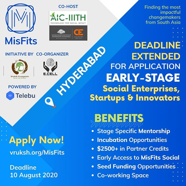 IiithAic's tweet photo. ❗DEADLINE EXTENDED❗For MisFits, virtual Pitch Event Series focused towards providing stage to Social Impact Change-makers [startups/non-profits/innovators] building solutions (tech/non-tech) to improve the Quality of Life ⠀⠀
⠀⠀
✅Apply: https://t.co/VRsGgKRjUU⠀
#MisFits https://t.co/gLbWBS4zlD