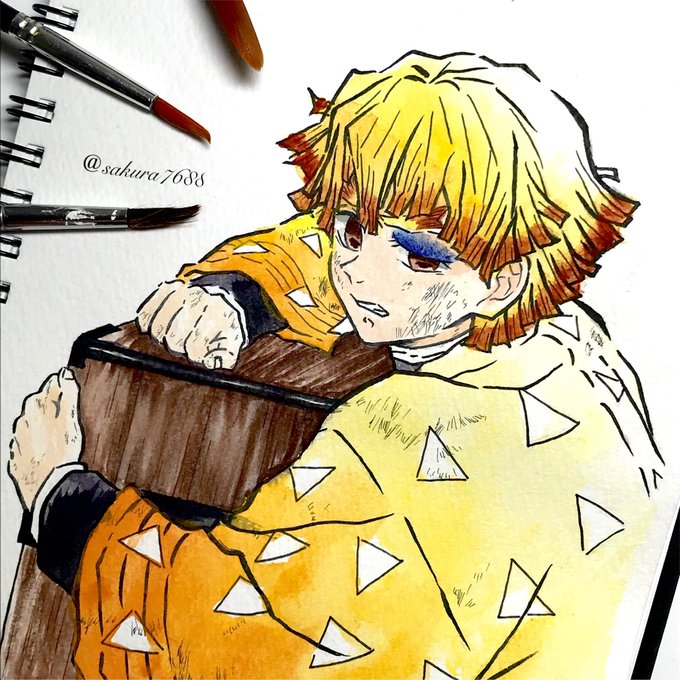さくさくさんがTwitterに投稿した我妻善逸(鬼滅の刃)のイラスト。