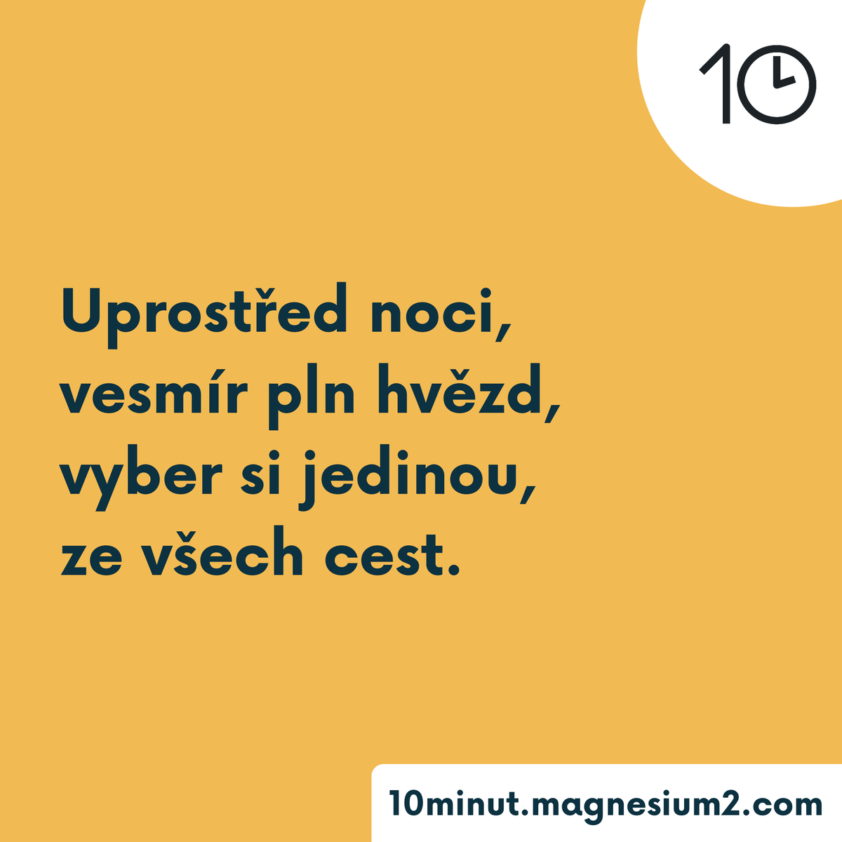 10minut_'s tweet photo. Jedinou

Uprostřed noci
v té černé tmě,
svítily hvězdy,
více než dvě.

Původně na https://t.co/MmV2BuXA0Y

#kazdydenjednabasen #10minut #basen #poem #poetry #poezie #poeta #verse #versotepec #cz #czsk #ceskebasne #zivot #volba #plno #moznosti #cesta #smer #hvezdy #tma #svetlo https://t.co/oYZ9YXKvZK