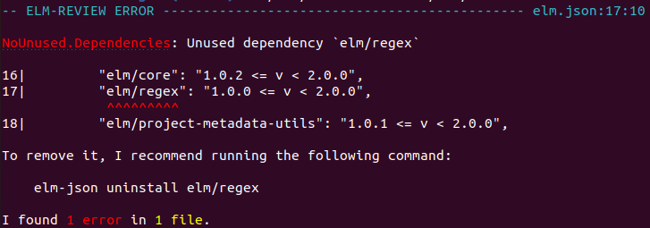 elm-review snapshot with rule as link