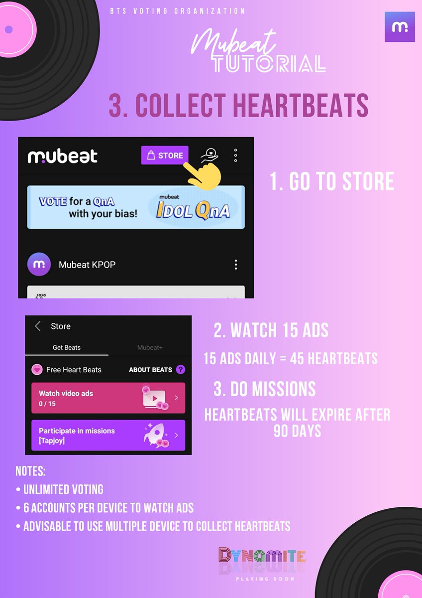 3. Collect Heartbeats WATCH ADS DO MISSION 15 ads per account daily = 45 HeartbeatsWe will only use HEARTBEATS in Music Core pre voting. #MTVHottest BTS  @BTS_twt