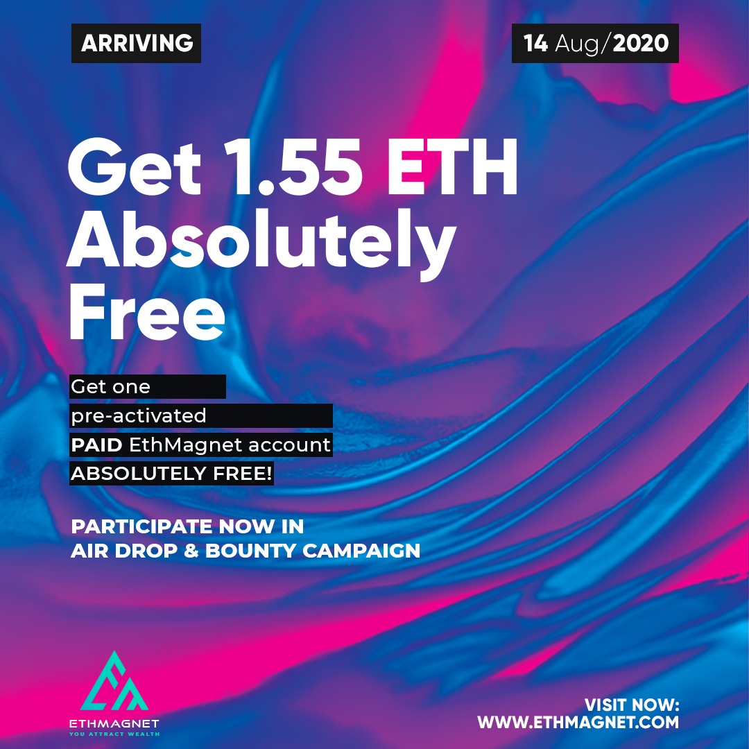 How perfect could a Smart Contract be that allows you to earn in the most transparent way till date? 
The answer to such a perfection is Ethmagnet. Join Airdrop and Bounty Campaigns by visiting ethmagnet.com. Get a PAID ACCOUNT worth 1.55 Ether absolutely FREE.