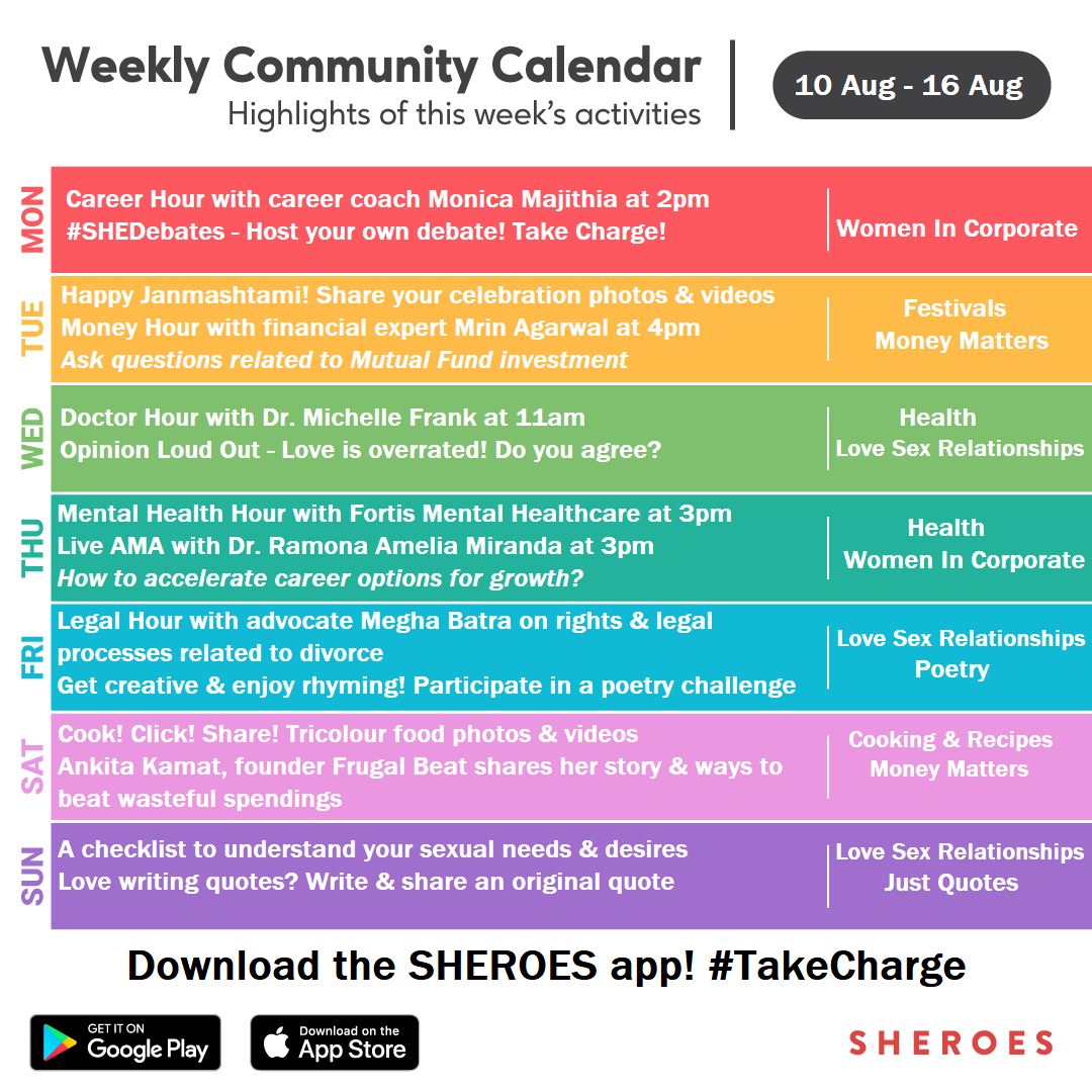 sheroes's tweet photo. #OnSHEROESappThisWeek #MondayMotivation🤾♀️
Live session with Executive Coach @ramonamiranda24
#HealthHour With @DrMichelleF
#MentalHealth conversations with @fortis_hospital
#MoneyTalk with finance coach @mrinagarwal
Download SHEROES app & join in! https://t.co/BBAH5cBEJf https://t.co/VcQ1dFSJ2X