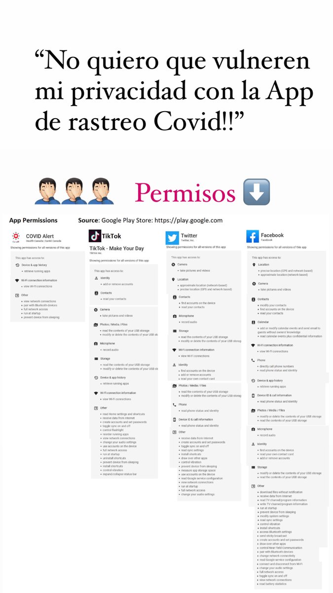Yeah! Ya parece ser operativa la #RadarCOVID. Si eres de los que "cuidado con los permisos", una pequeña comparativa de a quién le regalas tus datos para que luego gane dinero con ellos vs. tu salud y la de los demás.
