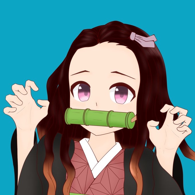 まろさんがTwitterに投稿した竈門禰豆子(鬼滅の刃)のイラスト。