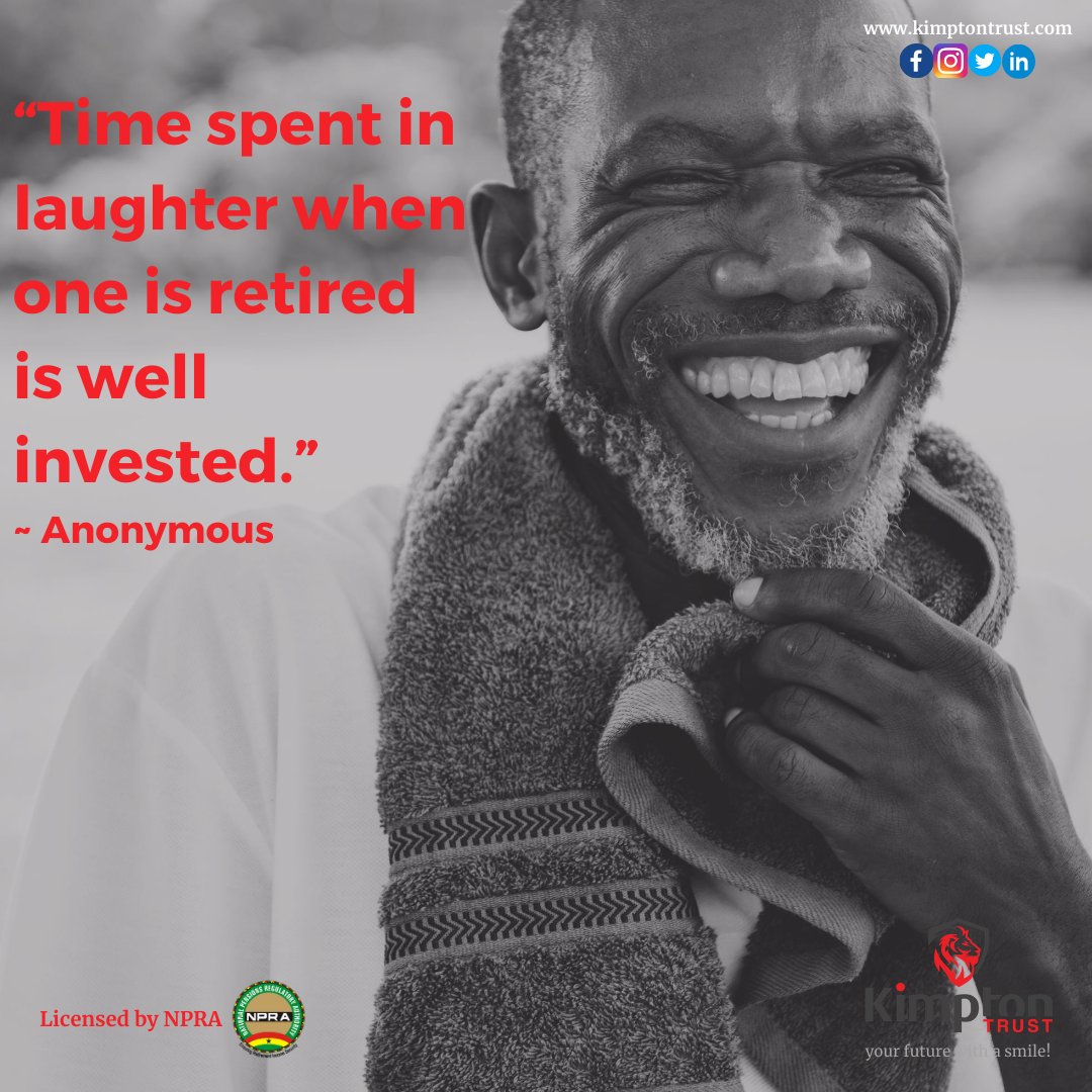 kimptontrustgh's tweet photo. “Time spent in laughter when one is retired is well invested.” ~ Anonymous 
#InspirationalMonday https://t.co/sGUvjHwyQl
