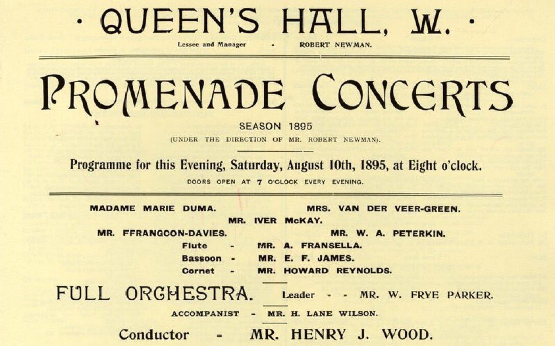 10 August 1895 Held at the Queen’s Hall, the 1st #PromenadeConcert conducted by Henry Wood opened #OTD with Wagner’s ‘Rienzi’ #Proms #LondonsPremierMusicFestival #BritishMusicalHistory