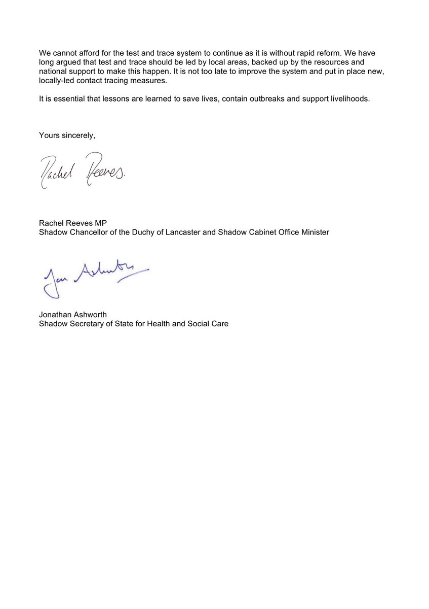 JonAshworth's tweet photo. Boris Johnson’s £10 billion Test &amp; Trace simply isn’t ‘world beating’.

The Serco contract is up for renewal later this month. We’ve always said public health, primary care &amp; NHS labs should lead this work.

@RachelReevesMP and I have written to ministers demanding answers. https://t.co/CRuE777rUL