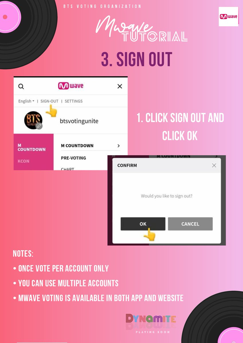  How to Sign Out  Go to your profile. Click Sign out. You can log in again with your other social accounts. 1 vote per account.  Unlimited Voting.  Vote as many as you can. MWAVE pre-vote is available in both APP or Website. #MTVHottest BTS  @BTS_twt
