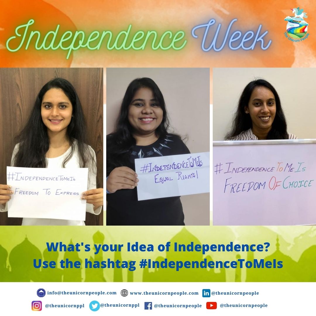 TheUnicornPpl's tweet photo. Independence holds different meanings for different people. We r celebrating this #independenceWeek by expressing what #Independence means to us.
Share ur idea of Independence with #IndependenceToMeIs
Tag us in your posts and get featured on our page.
#india #independenceday2020 https://t.co/bW6gBYzgD9