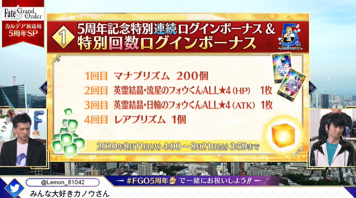 Fgoまとめ速報 5周年特別ログインボーナス T Co Bl0vzuo1tk Fgo Fgo5周年