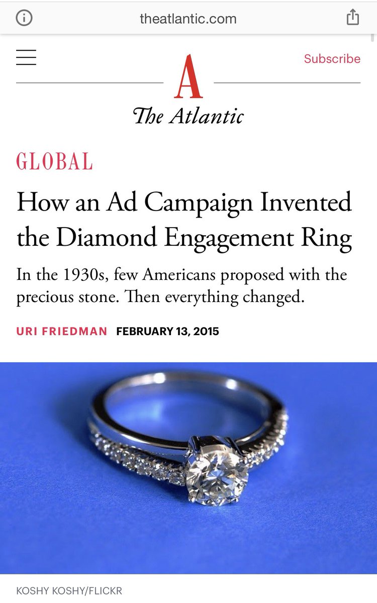 Wedding rings trace back to ancient Egyptians who believed the 4th finger had a ‘love vein’ running directly to the heart. This vein doesn’t exist, but successful marketing has all of us buying into this ridiculous practice of diamond rings in the name of “love”. Thanks DeBeers.