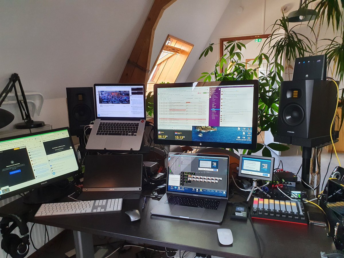 Bart_at_work's tweet photo. Excited to be providing the live stream for the @writethedocs Portland virtual conference today and tomorrow! Here's a little peek behind the scenes at our HQ :) #writethedocs #bartatwork #livestreaming https://t.co/WLtyCtgfC2