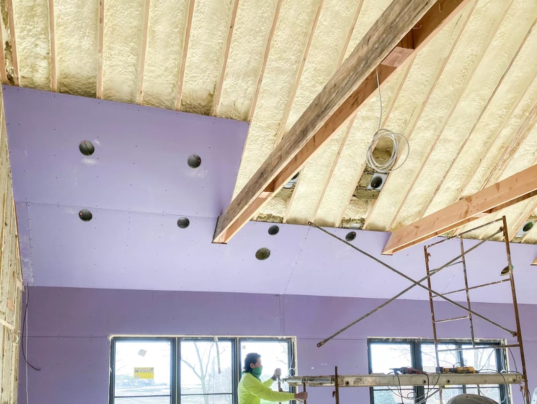 NationalGypsum's tweet photo. This Old House’s 2020 Idea House Farmhouse is coming to life! The house features the best of the best in construction, including loads of PURPLE® drywall throughout. Photo via https://t.co/pAVNjEQmab #TOHIdeaHouseFairfield #AskForPurple #NationalGypsum https://t.co/TLyijMeFGj https://t.co/S6D6Ev97Lc