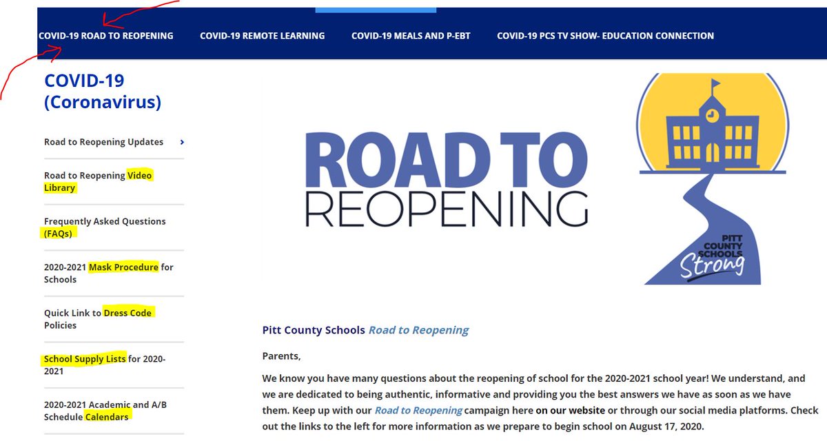 Road to Reopening page includes: Mask Policy, Dress Code, Calendars, FAQs and a full VIDEO LIBRARY with lots of answers here: bit.ly/PCSRoadToReope…