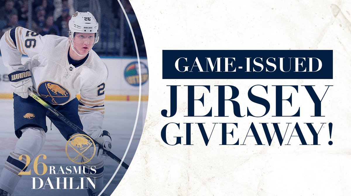 Kickin’ off today’s giveaways with a game-issued Rasmus Dahlin 50th anniversary jersey! 🤩 Follow us & retweet for your chance to win. #ReturnToRoyal Rules: bufsabres.co/RULES