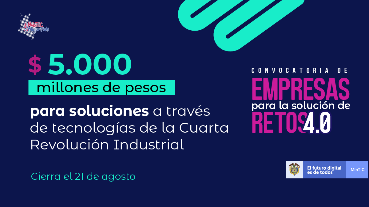 IndustriaDigCol's tweet photo. ¡Postúlate! I Estamos buscando iniciativas que promuevan la transformación digital de diferentes sectores productivos del país. Conoce más sobre nuestra convocatoria  #EmpresasSolucionanRetos https://t.co/8nd22QEaL5 https://t.co/ERN7eegEZs