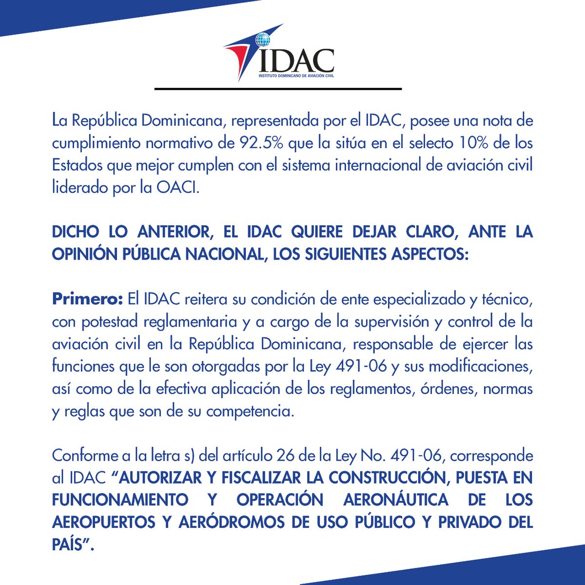 IDAC_RD's tweet photo. COMUNICADO A LA OPINIÓN PÚBLICA NACIONAL https://t.co/ut5UQCa3QR