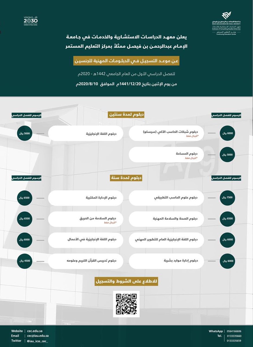 دبلوم جامعة الامام عبدالرحمن بن فيصل