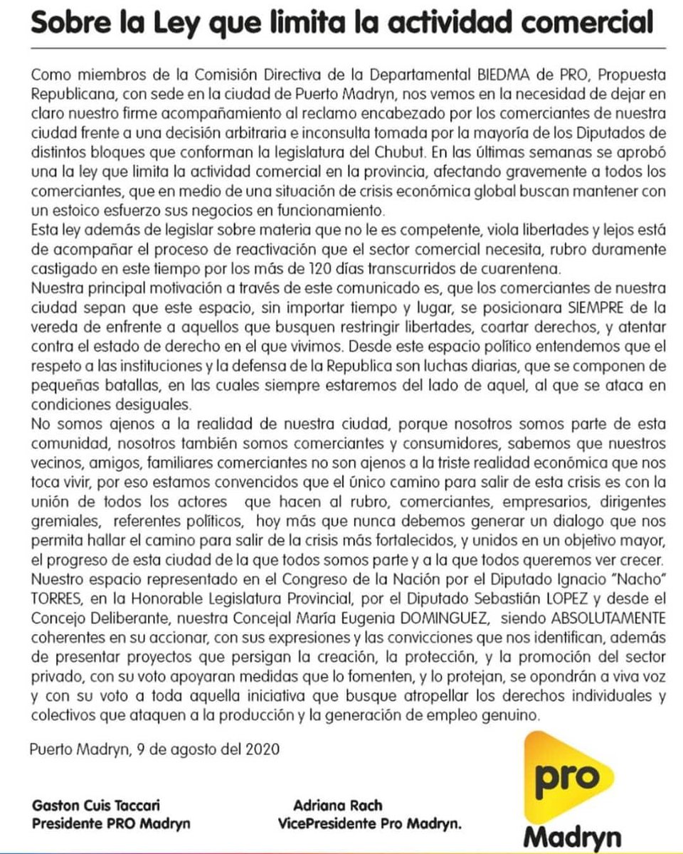 GastonCuis's tweet photo. Comunicado sobre limite horario comercial. https://t.co/VVEbCaFbo0