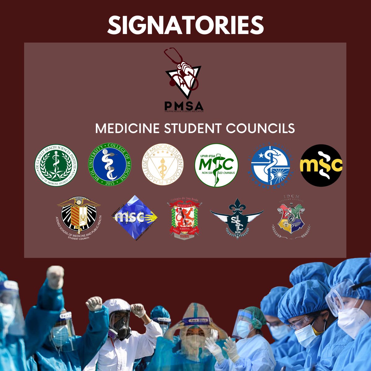 PMSANational's tweet image. [UNITY STATEMENT IN SUPPORT OF OUR HEALTHCARE WORKERS]

See complete list of signatories here: facebook.com/15179753451657…

#SolusyonMedikalHindiMilitar
#DefendFrontliners
(4/7)
