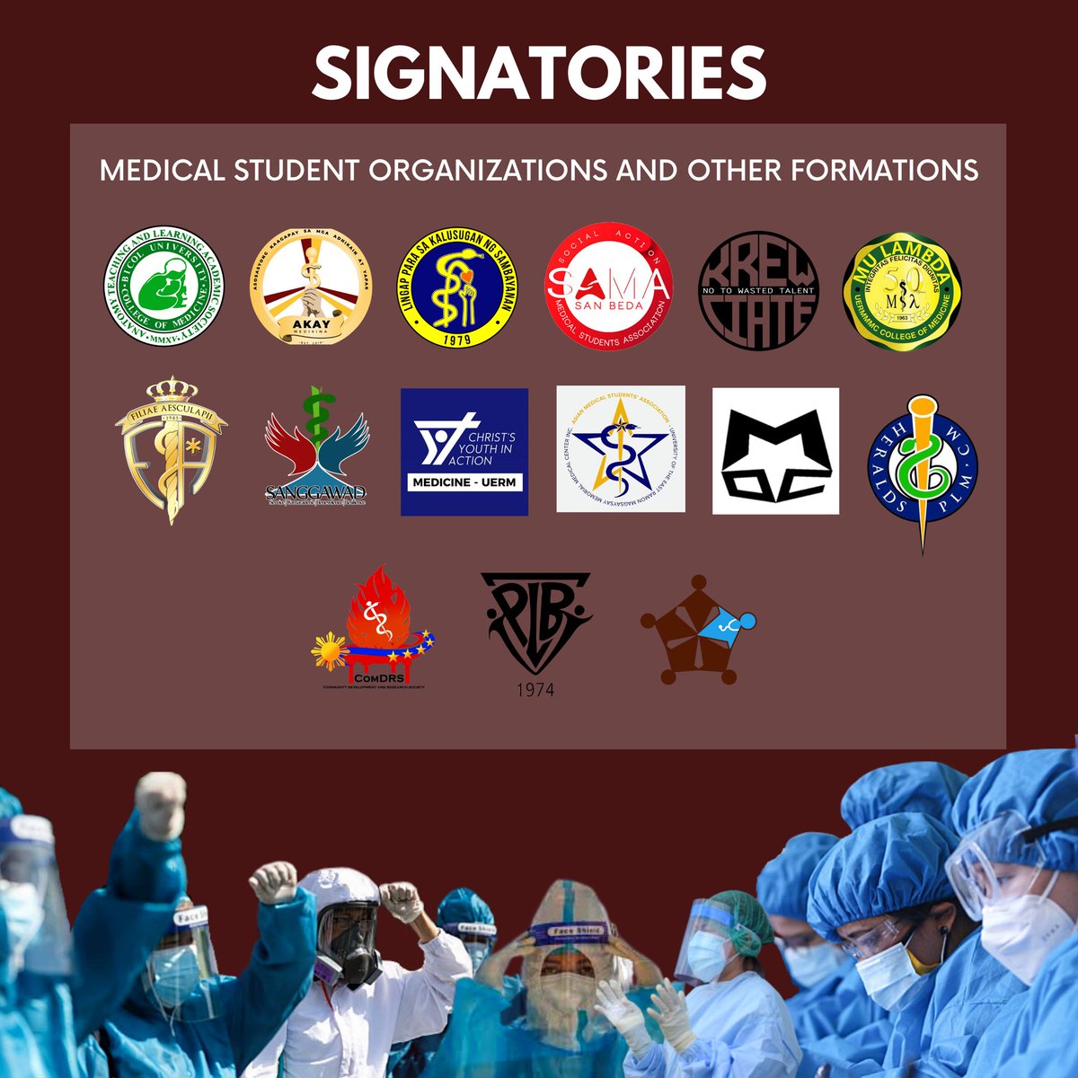 PMSANational's tweet image. [UNITY STATEMENT IN SUPPORT OF OUR HEALTHCARE WORKERS]

See complete list of signatories here: facebook.com/15179753451657…

#SolusyonMedikalHindiMilitar
#DefendFrontliners
(4/7)