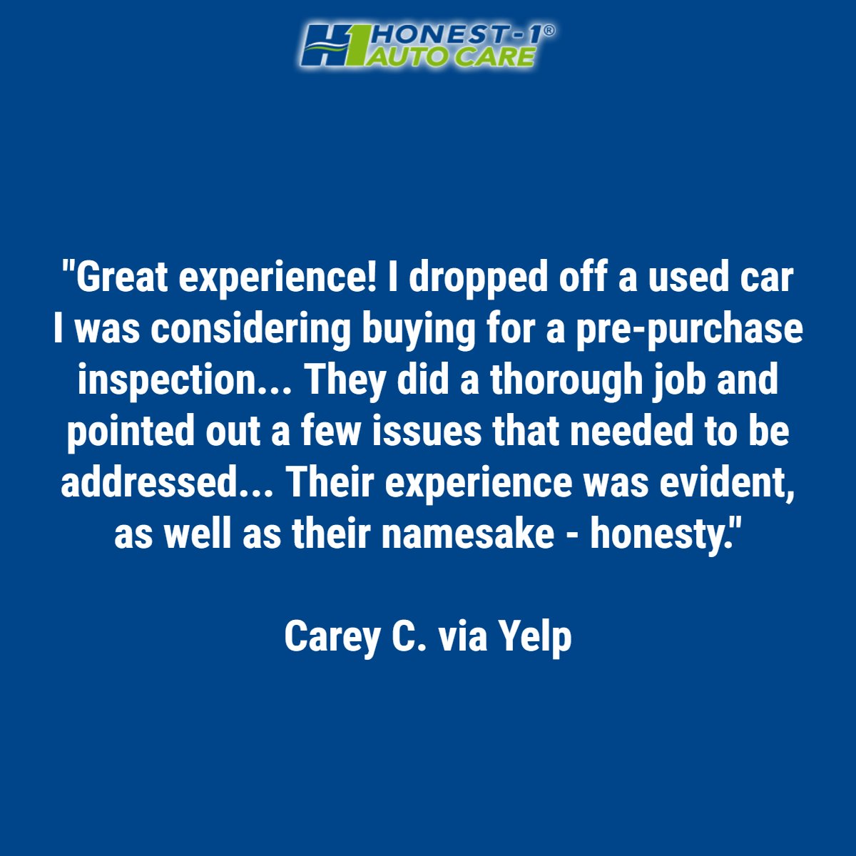 H1AutoMcKinney's tweet photo. We're always ready to help with pre-purchase inspections! Thank you so much for the kind review, Carey. #honest1 #autocare #review #feedback #thankyou #mckinney #tx https://t.co/T7fIf75eOm