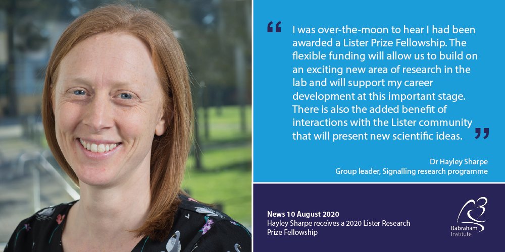 Hayley Sharpe <a href="/Sharpe_Lab/">Hayley Sharpe</a> receives a 2020 Lister Research Prize Fellowship, recognising outstanding performance and potential in biomedical research. Congratulations Hayley! The funding will help develop a new area of research #phosphatases #signalling ow.ly/isPQ50AVglm