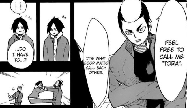 Can we all please talk about the relationship of Nekoma second years? Look at them. Kenma and Taketora squabbling over things but there's Fukunaga effortlessly stopping them every time with his bucket of water. I love them. ?