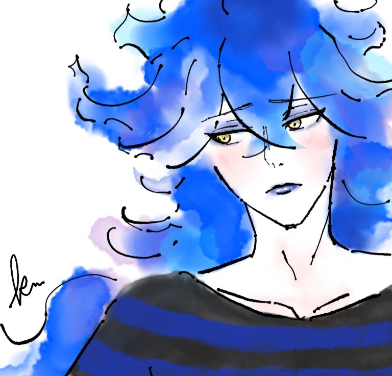 漫画絵も好きだけど水彩大好きだから デジタル水彩風を模索 水彩境界と指先はなかな 黒木 10月原稿中のイラスト