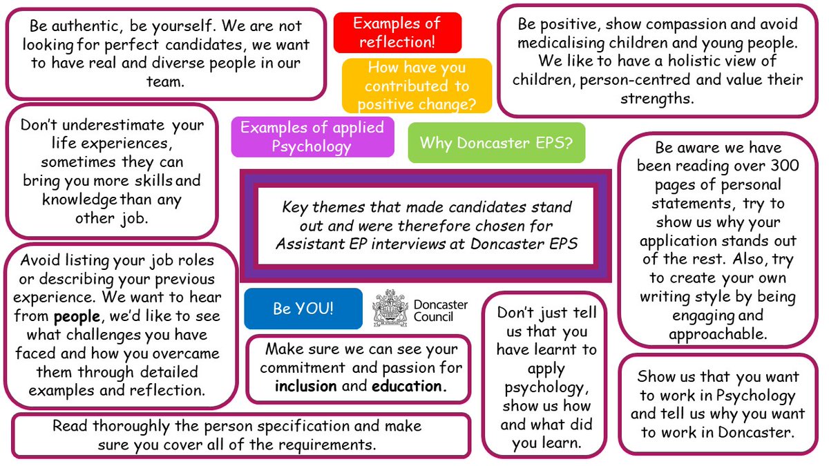 DoncasterEduca1's tweet photo. We would like to thank the 95 applicants who took time to apply for one of the Assistant EP posts we had open (only for 1 week!). Unfortunately, we could not do 95 interviews, so here are some tips, to those of you who have not been contacted for an interview: 
#aspiringEP https://t.co/S213lVGlij