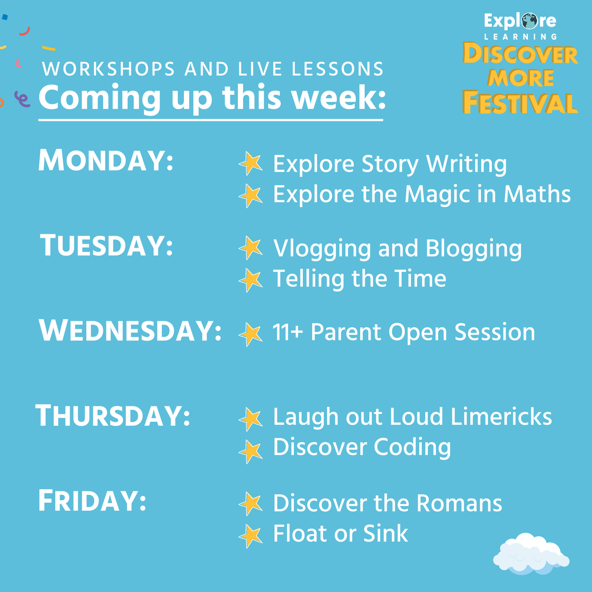 exploretutors's tweet photo. The Discover More #Festival STARTS TODAY 🎉, and you sure don’t want to miss out! Make sure you’re fully immersed in the festive flair by signing up to our newsletter. Click the link to take part in today's #lessons and catch up on anything you miss. https://t.co/vjkp6MRlc2 https://t.co/ZER55Q3nCD