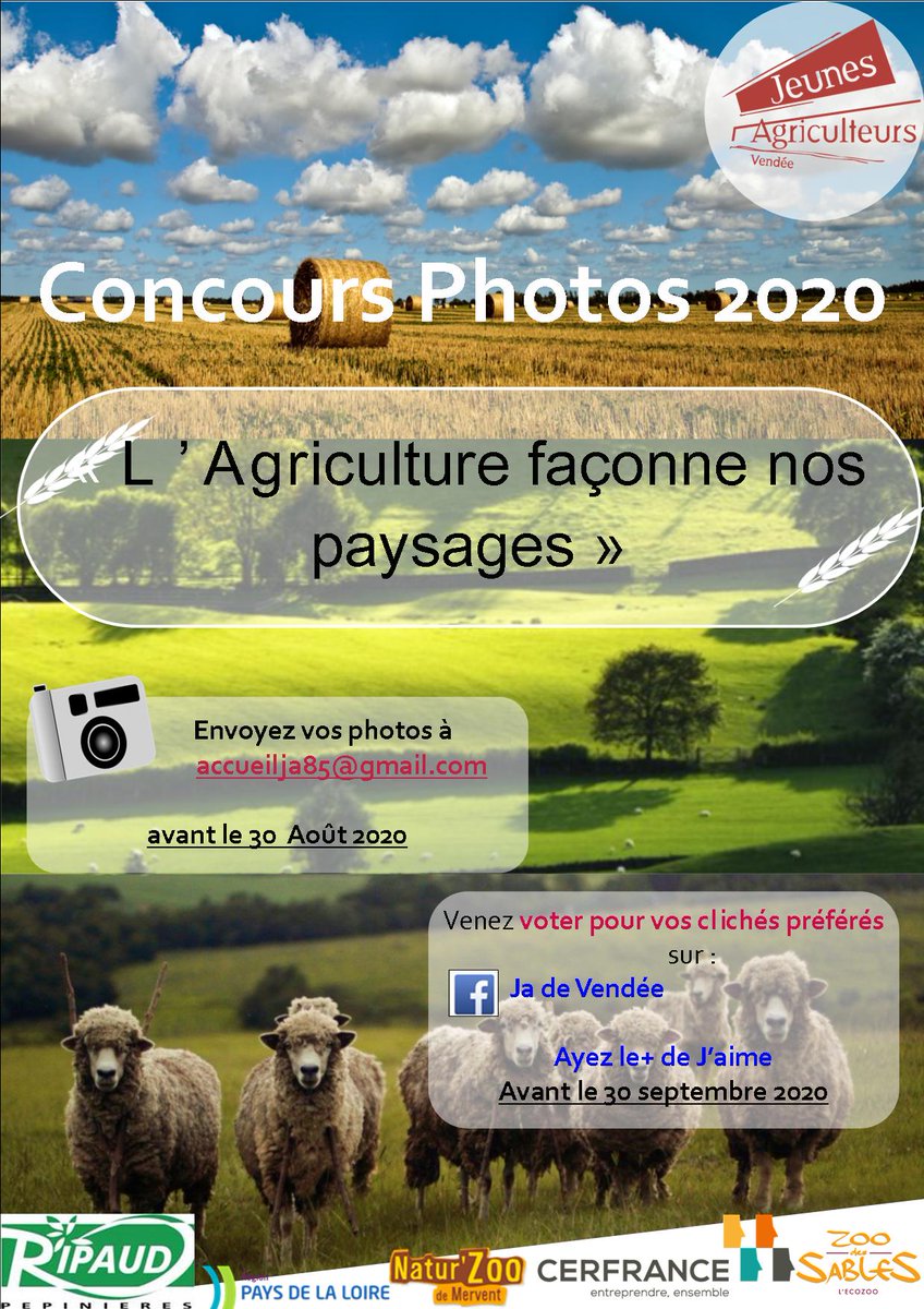 Cerfrance85's tweet photo. Les @JAVendee lancent un concours photos avec Cerfrance  !

Envoyez vos plus beaux clichés sur le thème
"L'agriculture façonne nos paysages"🌻

Une bonne raison pour aller se balader dans notre beau département agricole !🤩 Vous avez jusqu'au 30/08 ⏱
➡️ https://t.co/pnP0k6NIYh https://t.co/UUxMNomknc