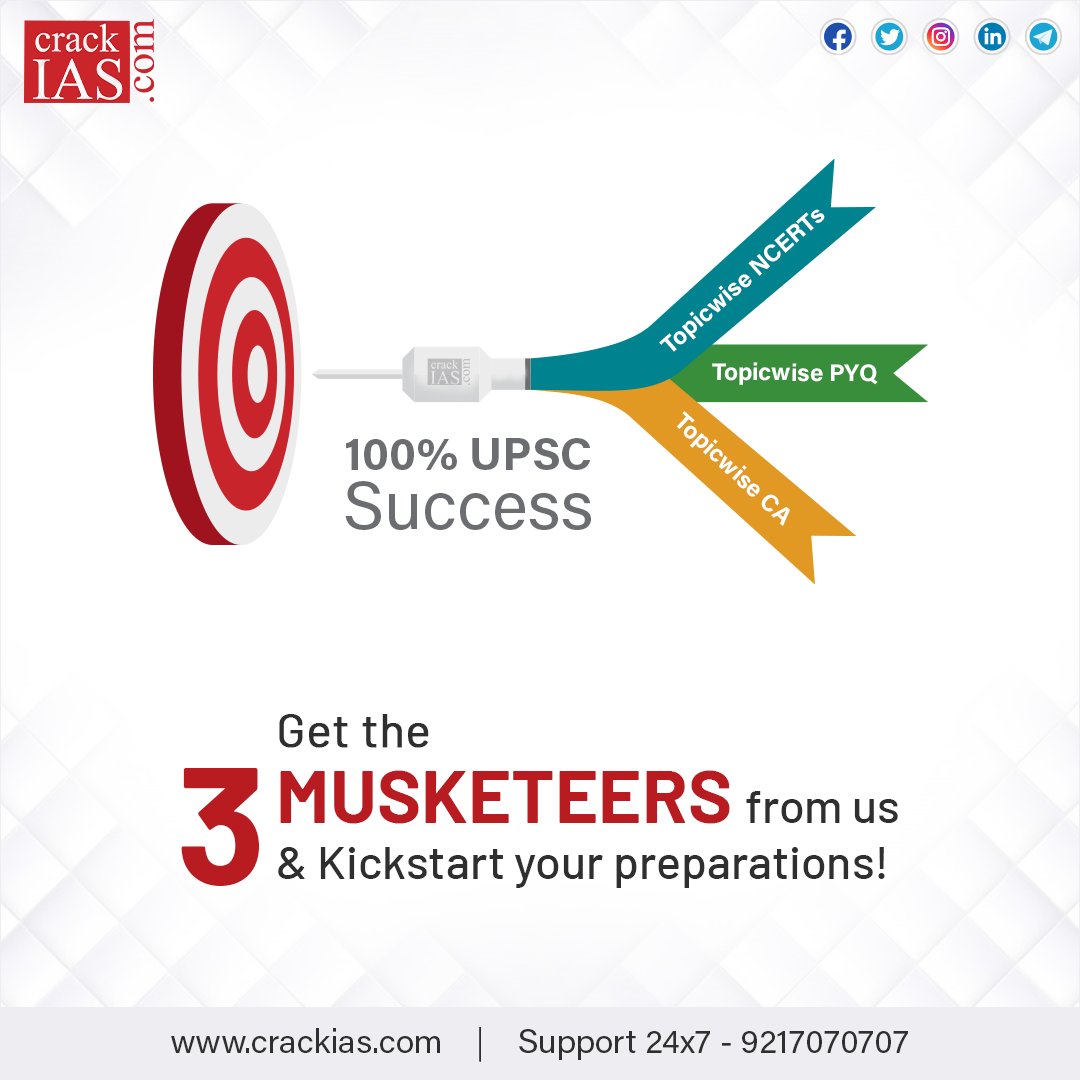 crack_academy's tweet photo. Get the 3 musketeers and crack the exam in 1st attempt!
To know more: Visit https://t.co/qps0napHwv
For any queries, contact us at 092170 70707
#CrackIAS #CivilServicesAspirants #UPSCSyllabus #UPSCMaterial #IASPreparation #IASStudyMaterial #UPSCTestSeries #IASStrategy https://t.co/tqYmGM83Wr
