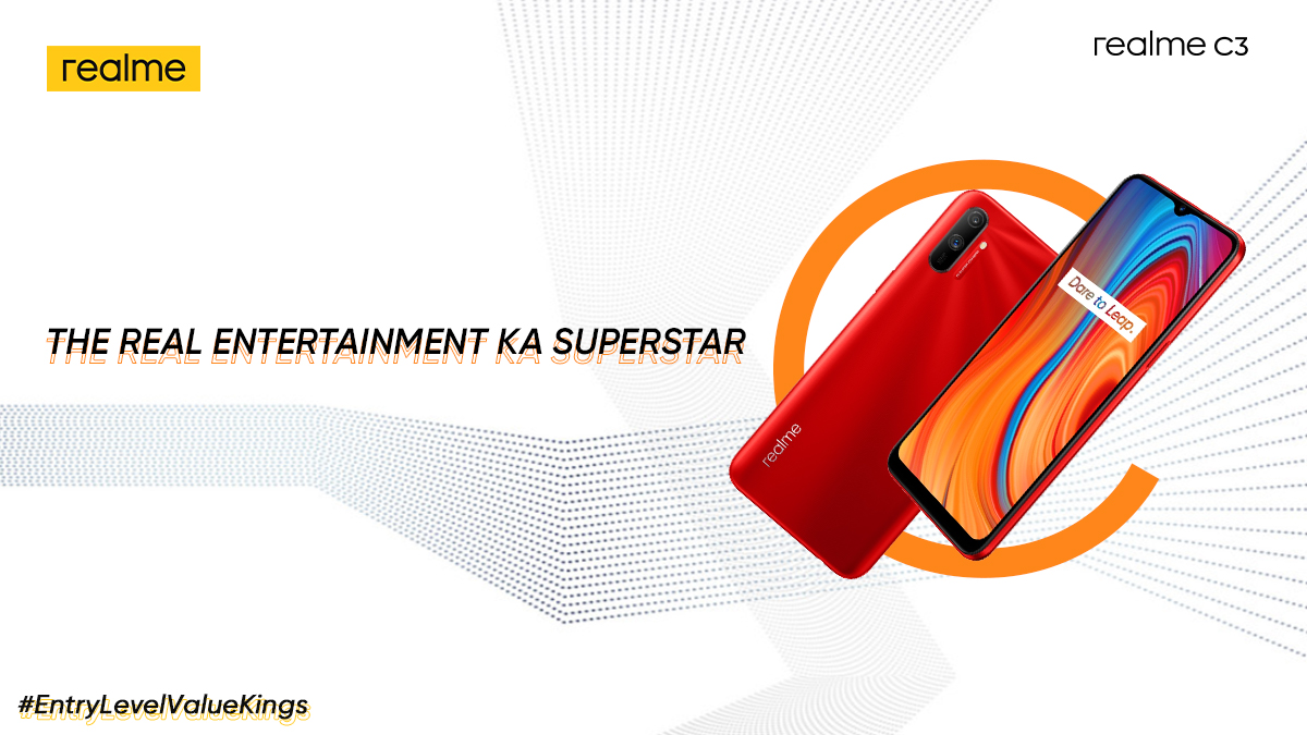 realmeIndia's tweet photo. Powered with a 5000mAh massive Battery, the #realmeC3 was introduced as the real #EntertainmentKaSuperstar for your daily dose of fun, games and entertainment.
Thank you for loving this blockbuster addition to the #EntryLevelValueKings.
Stay tuned! https://t.co/Kmucc2G58S