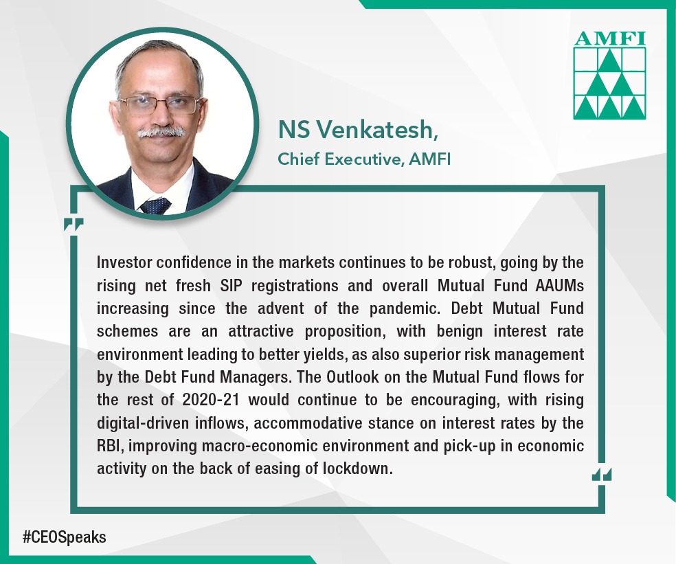 amfiindia's tweet photo. Mr. N S Venkatesh, Chief Executive, AMFI on the July 2020 Mutual Fund Monthly data.
#JulyAMFIData https://t.co/H8ICQCStUQ