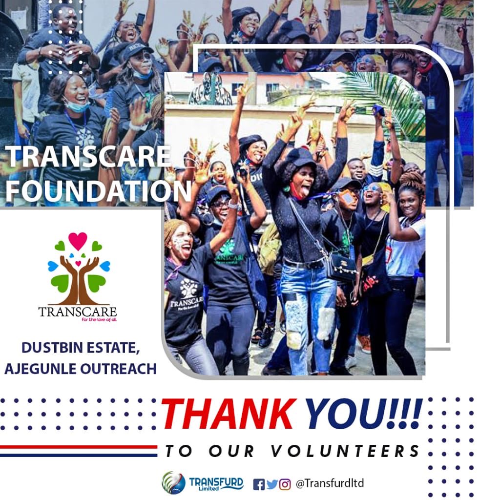 We couldn’t have done this without YOU all!

Thank you very much!!!🙌♥️♥️♥️
.
.
.
#Transcarefoundation #Spreadlove #Lendahand #Bethechange #Transfurdltd #Helptheneedy #Givingisliving #TranscareForAll #PowerofjustoneTouch #Childrenareourfuture #Foodisessential #DustbinEstate