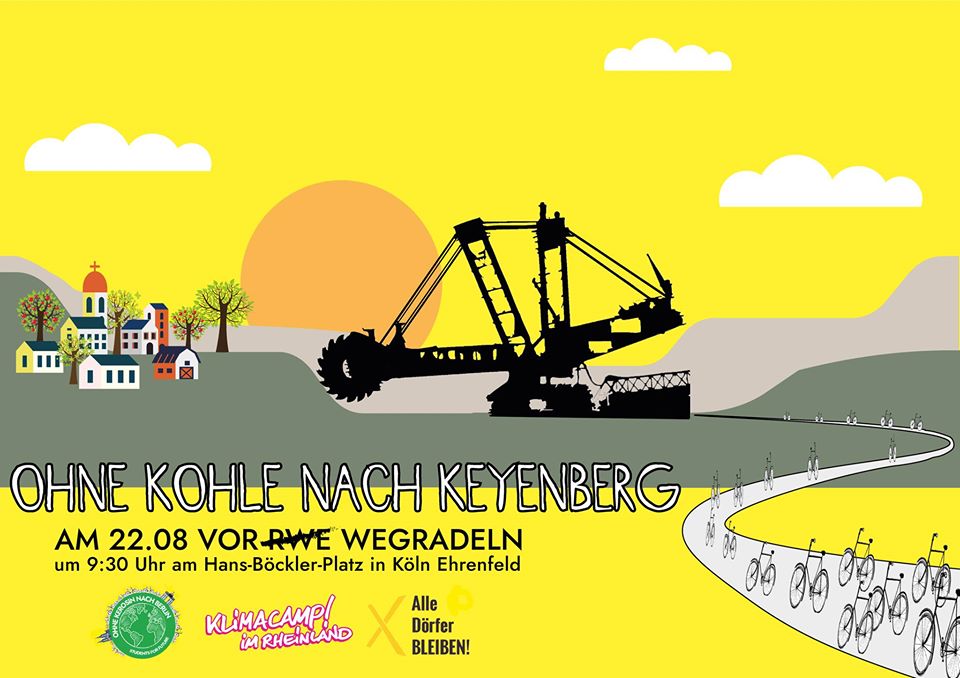 TOURDEPLANET1's tweet photo. Ohne Kohle nach Keyenberg - Fahrraddemo von Kรถln in die bedrohten Dรถrfer am 22.08.
๐๐ซ๐ด๐โ๏ธ
Join https://t.co/KS3mmcelmG
๐
and #blockcoal with #directaction โ๏ธ๐โ #fckRWE & #fck2038
#allvillagesremain for #climatejustice #actnow & say #KeinenMeter der Kohle!
#NRW #RWE #L277 https://t.co/RAT2xXt6Qy