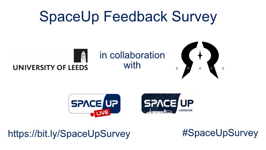 We would love your feedback. Your participation in this survey will allow us to explore these factors and improve the events further. #SpaceUpSurvey bit.ly/SpaceUpSurvey