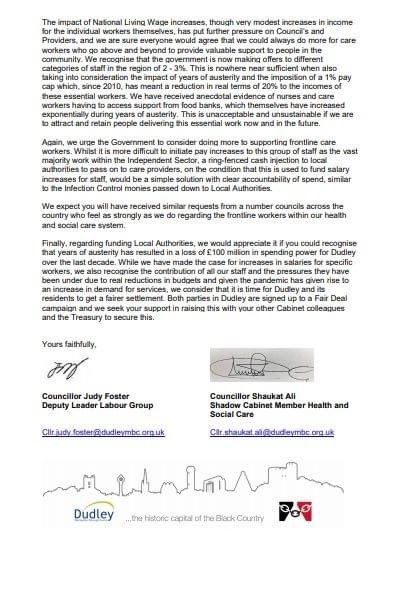 Myself and <a href="/DudleyCllrJudy/">Judy Foster</a> have written to the Secretary of State for Health and Social Care <a href="/MattHancock/">Matt Hancock</a> urging him to increase NHS and care workers pay <a href="/DudleyLabGroup/">Dudley Labour Group</a> <a href="/NHSMillion/">NHS Million</a> <a href="/WMLabour/">West Midlands Labour</a> <a href="/NursingNotesUK/">NursingNotes</a> <a href="/DudleyLabGroup/">Dudley Labour Group</a> <a href="/DudleyNews1/">Dudley News</a> <a href="/ExpressandStar/">Express & Star</a> <a href="/birmingham_live/">Birmingham Live</a>