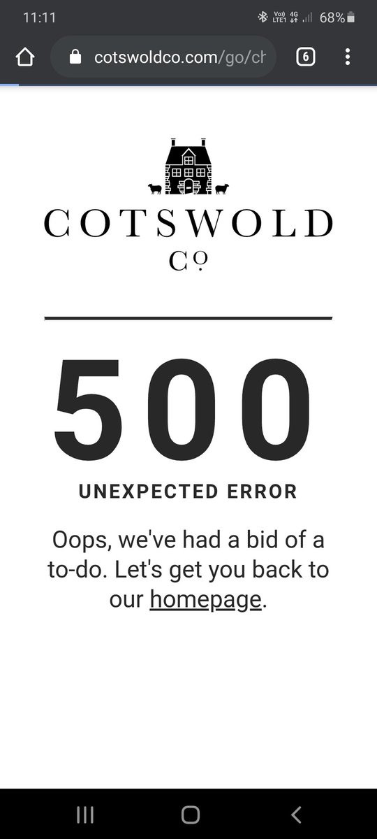 BigKevIsaac's tweet photo. @CotswoldCo have been trying to place an order all weekend on your website, can't complete checkout https://t.co/rfwsSWxMkc