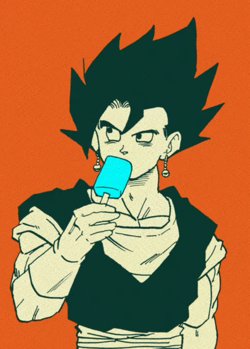 スピリッツソードを構えたかっこいい絵を描こうと思いましたが、暑かったんでアイスにしました。
#ベジットの日 