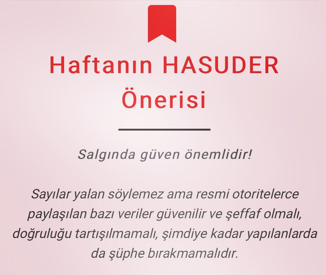 hasuder's tweet photo. Haftanın HASUDER Önerisi📍
Güvenilir ve şeffaf veri⚠️⚠️⚠️
#halksağlığı #hasuder #sağlıkçalışanları #corona #ruhsağlığı #güvenilir #seffaf #veri https://t.co/2jwatPnmes