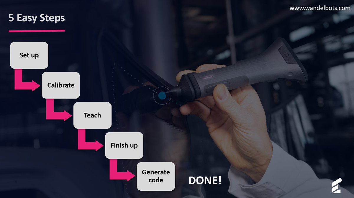 wandelbots's tweet image. #RobotProgramming has never been so easy! 👌 
In these five simple steps and with absolutely no programming knowledge, you can teach a robot a new skill all by yourself. Are you curious? 🤔 Then visit our website: wandelbots.com/tracepen-en/ to find out more.
#robotsforthepeople