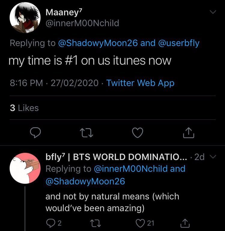 when my time reached #1 on us itunes people attributed it entirely to “solo stans using v//pn” and lied that it overtook on when on was not even near #1. nobody celebrated or congratulated jungkook, they just got angry and said we need to focus on ot7 songs