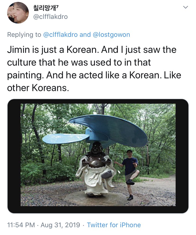 OVER A SASAENG’S PHOTO THAT SHOULDN’T HAVE EVEN BEEN SEEN IN THE FIRST PLACE. and it so happened that jimin was raised as a buddhist, korea has a strong history with buddhism and he did not do one fucking thing wrong.jimin’s birthday oct 2019.