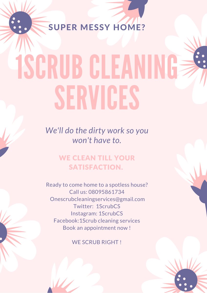 1ScrubCS's tweet photo. @OgbeniDipo Hello ! We run a cleaning service business here in Lagos and we clean homes and offices. Incase of our services, here is our details. You can reach us anytime. https://t.co/0bIDFhhvFp