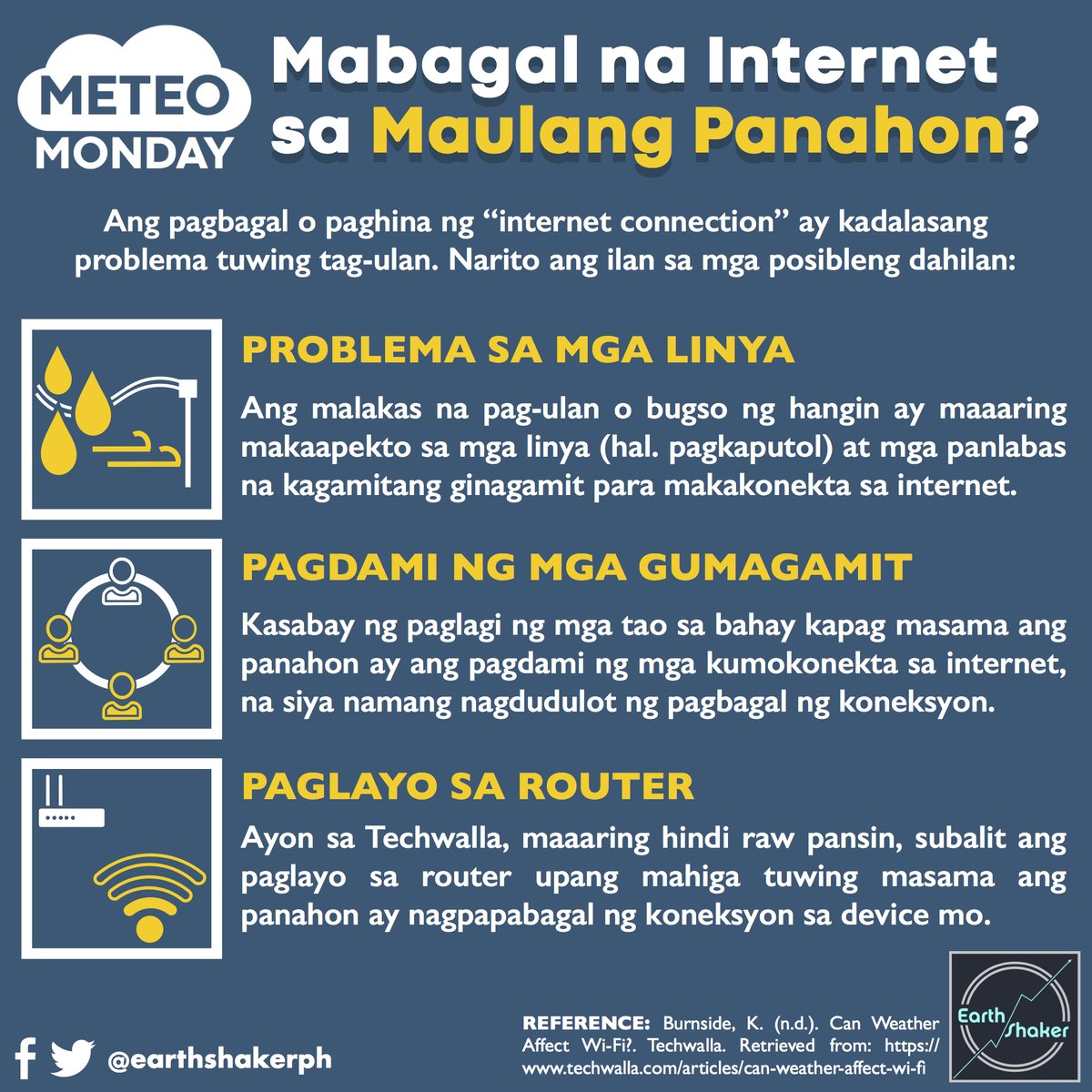 earthshakerph's tweet photo. #METEOMonday Mabagal na Internet sa Maulang Panahon?

Naranasan mo na bang maglaro na lang ng "T-Rex Run" sa Chrome sa tuwing bumubuhos ang malakas na ulan? Hindi lang ikaw ang nakararanas ng problemang ito. https://t.co/aeR1LiAF3t